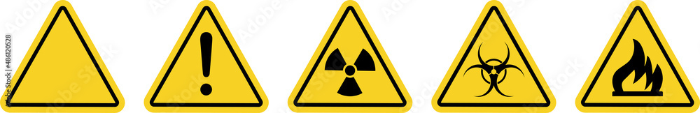 Triangular Real Yellow Sign Photo & Art Print Triangular yellow warning sign set for print, CESM I ...