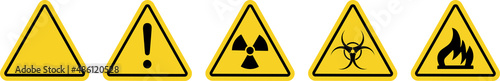Photo Triangular yellow warning sign set for print
