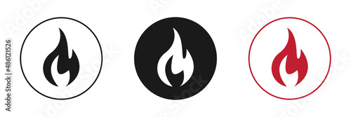Fire icons set on white background. Bonfire flame. Illustration