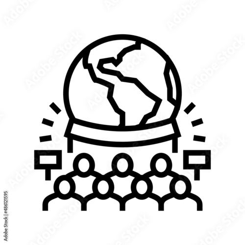 ecology protest line icon vector. ecology protest sign. isolated contour symbol black illustration