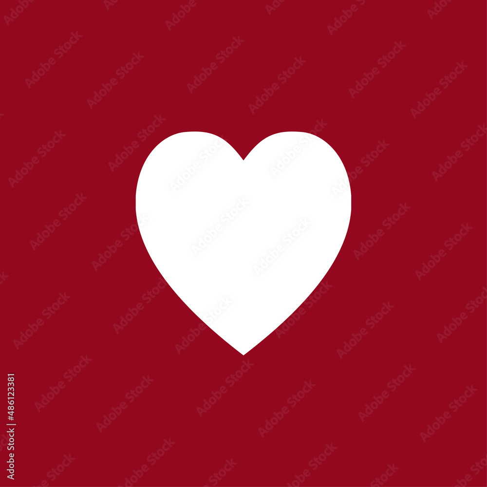 white heart illustrations with red background, heart vector, ​love symbols , heart flat design, valentines concept