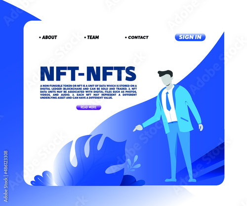 NFT, UI UX design concept in flat style