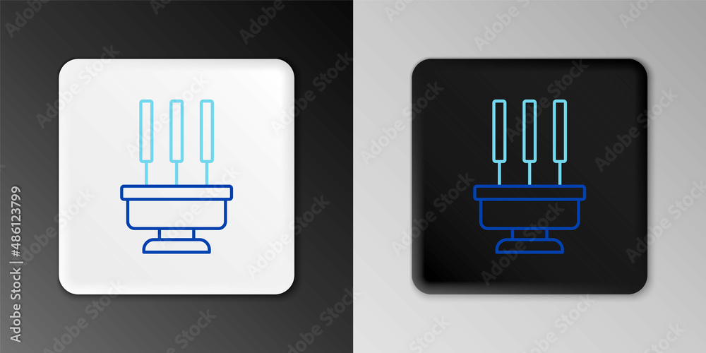 Line Burning aromatic incense sticks icon isolated on grey background. Colorful outline concept. Vector Line Burning aromatic incense sticks icon isolated on grey background. Colorful outline concept. Vector