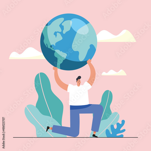 ecologist lifting the earth planet
