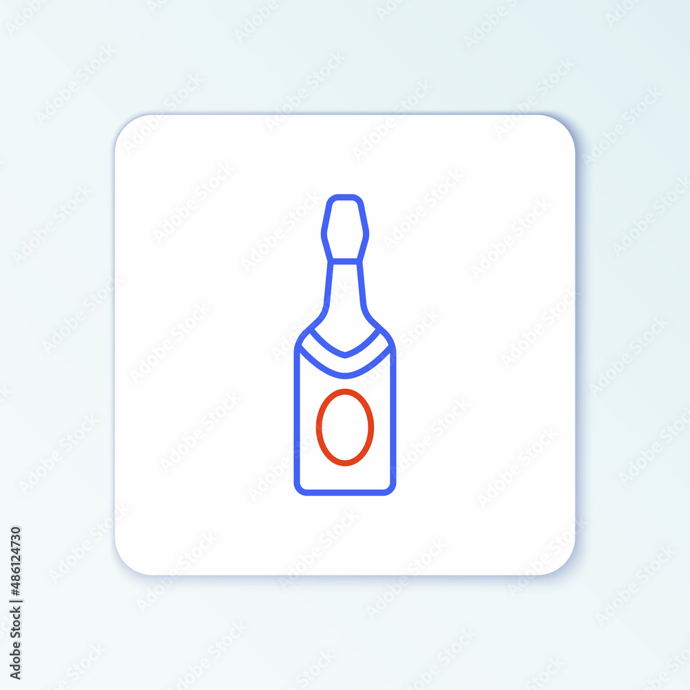 Line Champagne bottle icon isolated on white background. Colorful outline concept. Vector Line Champagne bottle icon isolated on white background. Colorful outline concept. Vector