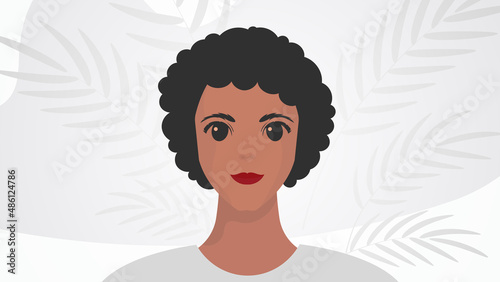 Banner with female African American appearance. Female friendship, feminist union or sisterhood. Vector.