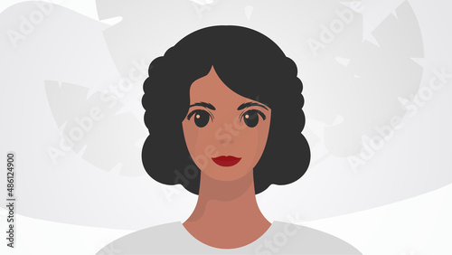 Banner with female African American appearance. The concept of the movement for the empowerment of women. Flat cartoon style.