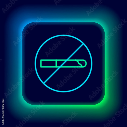 Free Download Glowing neon line No Smoking icon isolated on black background. Cigarette symbol. Colorful outline concept. Vector - GFXLoad