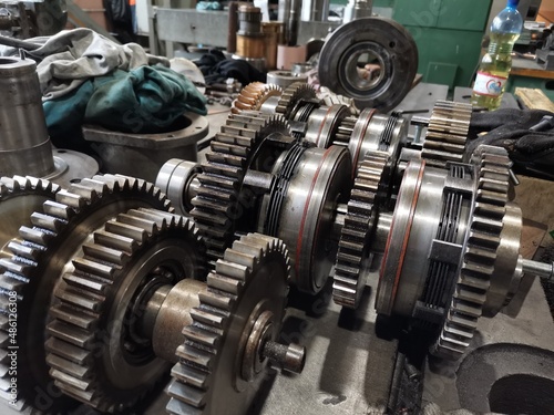 Gear wheels of the combine gearbox.