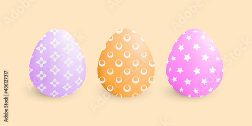 A collection of Easter eggs.Big collection of eggs with different textures.Vector flat illustration
