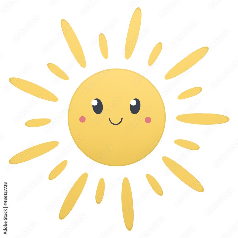 cute summer illustration for kids - smiling sun