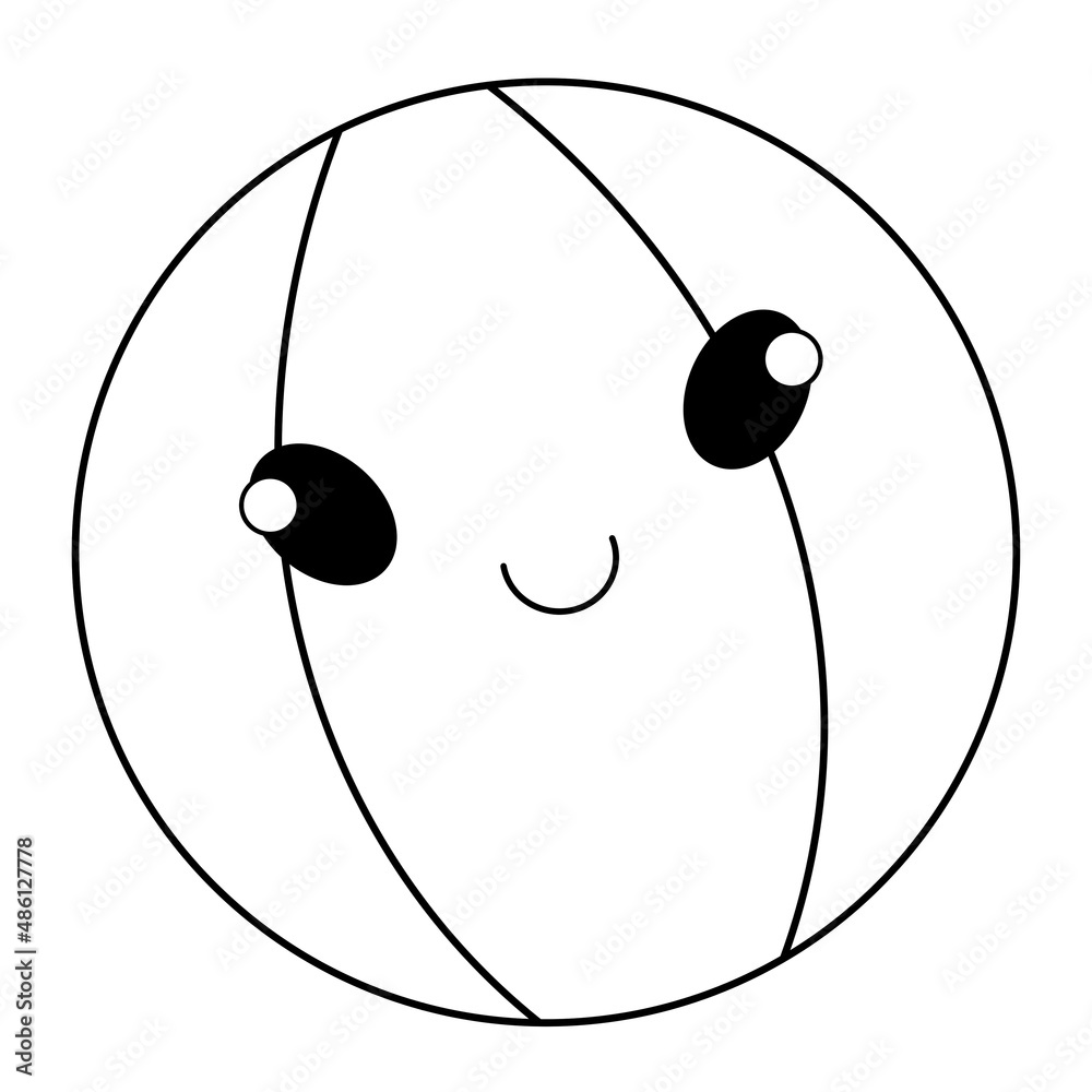 cute childish summer coloring page - smiling ball cute childish summer coloring page - smiling ball