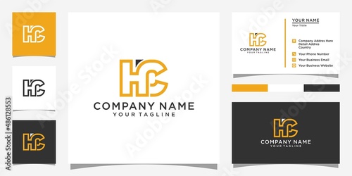 HC or CH initial letter logo design vector. photo