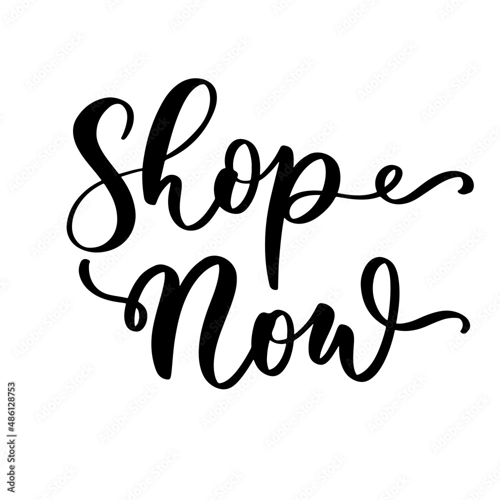 Shop Now promotional label template lettering inscription. Shop Now promotional label template lettering inscription.