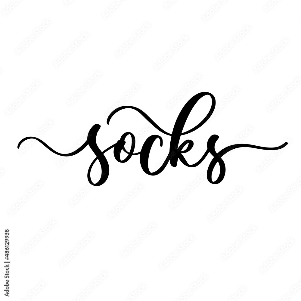 Socks lettering inscription. Holiday banner idea cover, print flyer, greeeting card. Socks lettering inscription. Holiday banner idea cover, print flyer, greeeting card.
