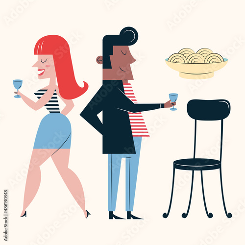 romantic dinner four icons