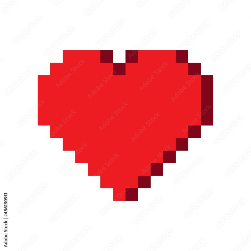 Heart 3d pixel art. Vector illustration. Valentine's Day. Heart 3d pixel art. Vector illustration. Valentine's Day.