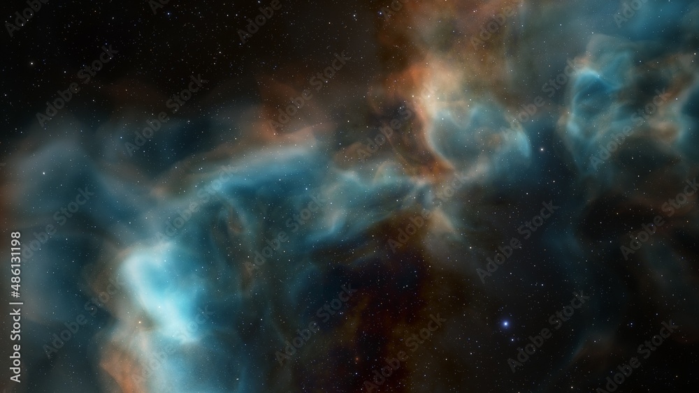 Beautiful nebula in cosmos far away 3d rendering	
