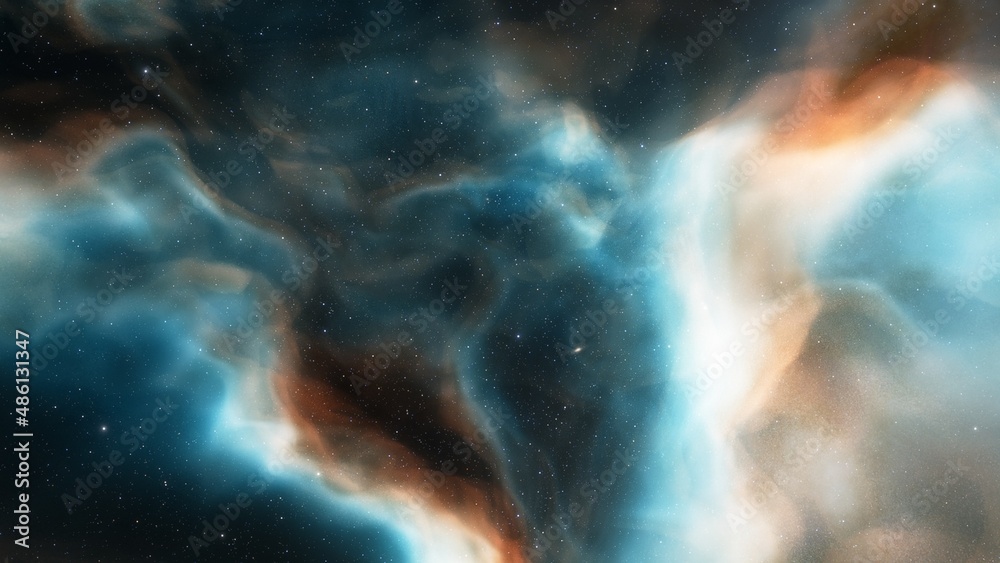 Fototapeta premium Beautiful nebula in cosmos far away 3d rendering 