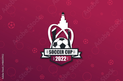 Qatar football 2022. ball graphic design vector illustration. Qatar stylish background gradient