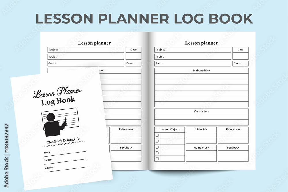 KDP interior Lesson planner journal template. Study planner and task tracker log book. KDP interior notebook. Lesson planner logbook for educational organizations. Teachers lesson and task organizer.