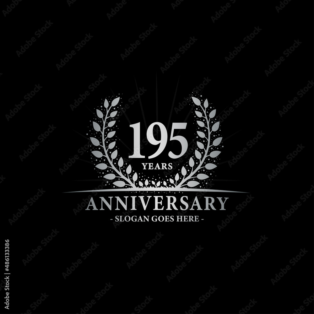 195 years anniversary logo. Vector and illustration.