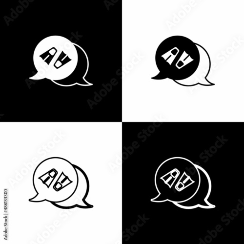 Set Rubber flippers for swimming icon isolated on black and white background. Diving equipment. Extreme sport. Diving underwater equipment. Vector