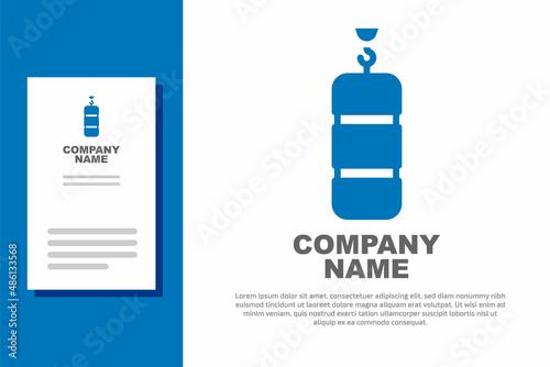 Blue Punching bag icon isolated on white background. Logo design template element. Vector