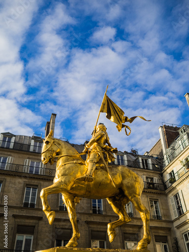 Jeanne d'Arc golden equestrian statue, Paris photo