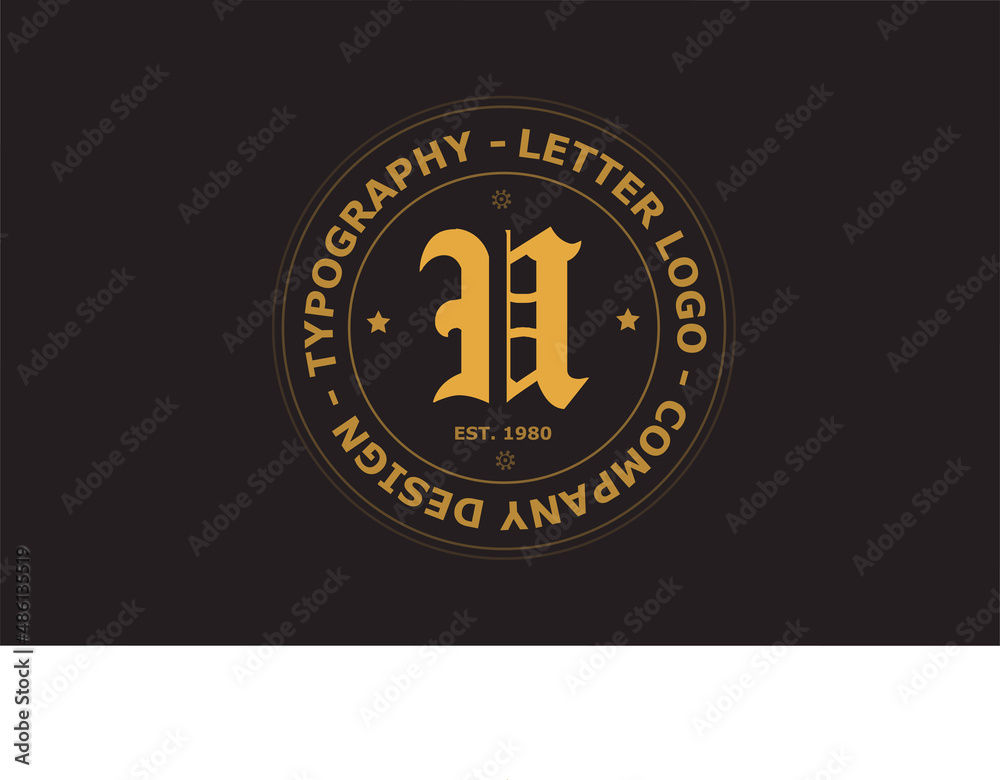 yellow brown U vintage alphabet letter logo icon design. Creative template for badge and label