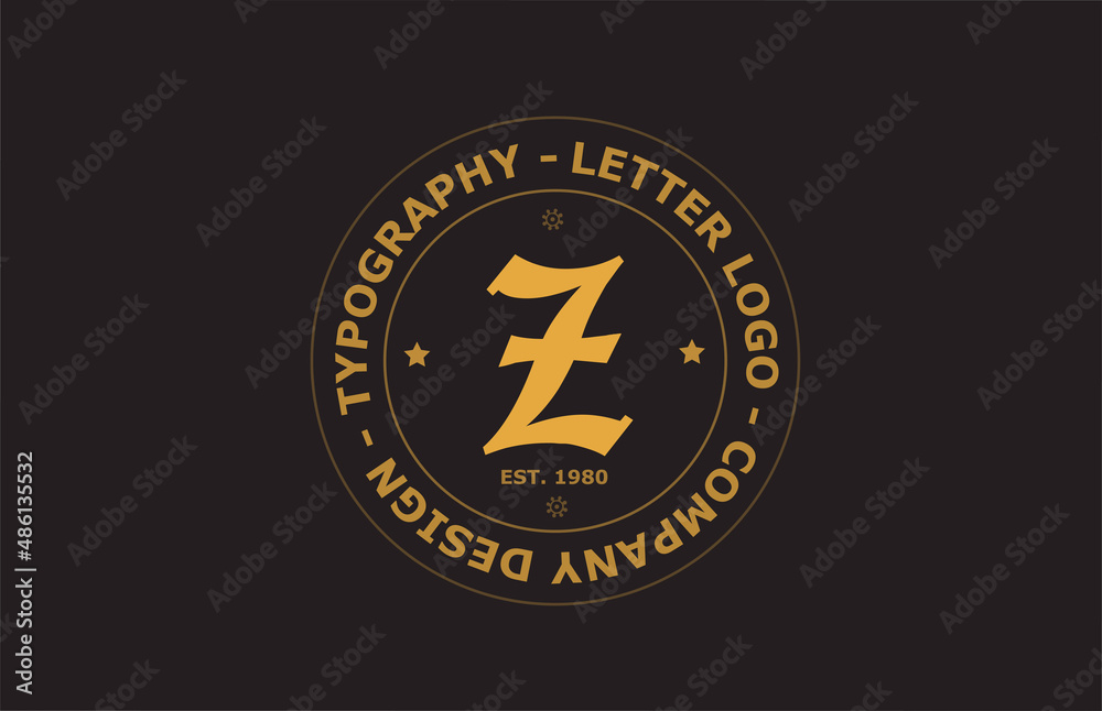 Fototapeta premium yellow brown Z vintage alphabet letter logo icon design. Creative template for badge and label