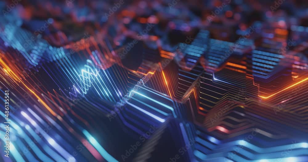 Data visualization motion background. Abstract Visualization of data, data analysis concept and computer technology. dynamic and  fast circuitry, 