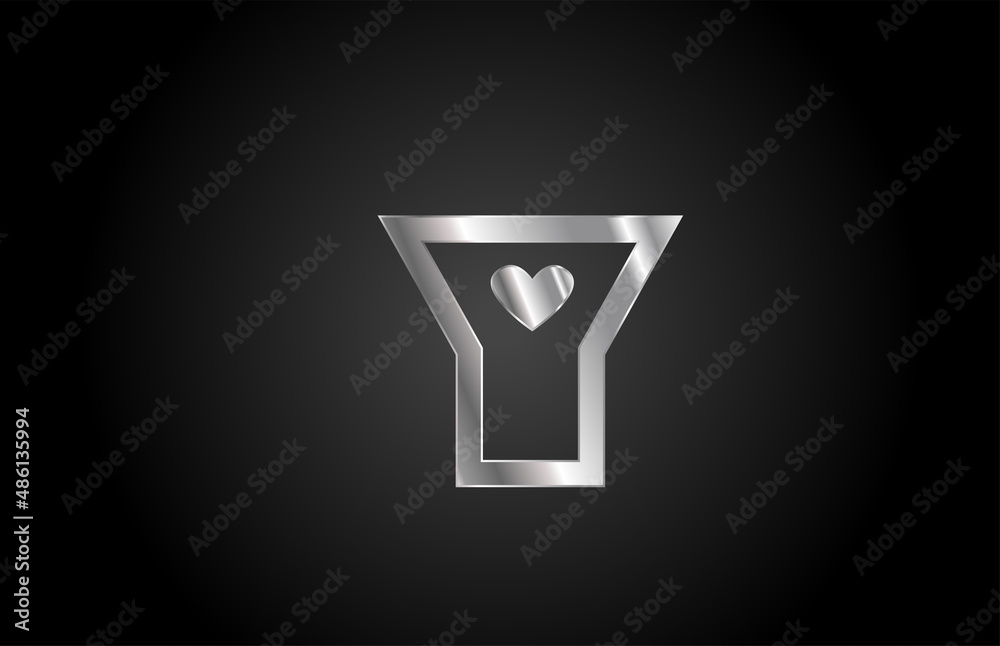 metal Y love heart alphabet letter icon logo design. Creative template for business or company metal Y love heart alphabet letter icon logo design. Creative template for business or company