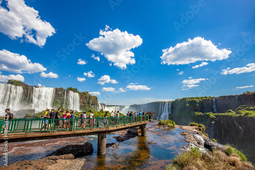 View of the Iguazu Falls, border between Brazil and Argentina. photo
