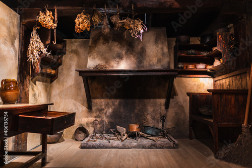 old rustic kitchen of the nineteenth century.