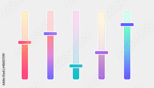 Scrollbar set with colorful design for music UI mobile app. Vector illustration isolated on white background