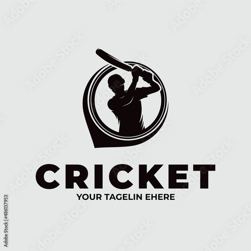 Cricket player logo design template
