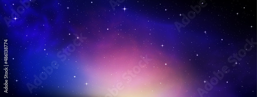 Space background, realistic violet nebula, star.