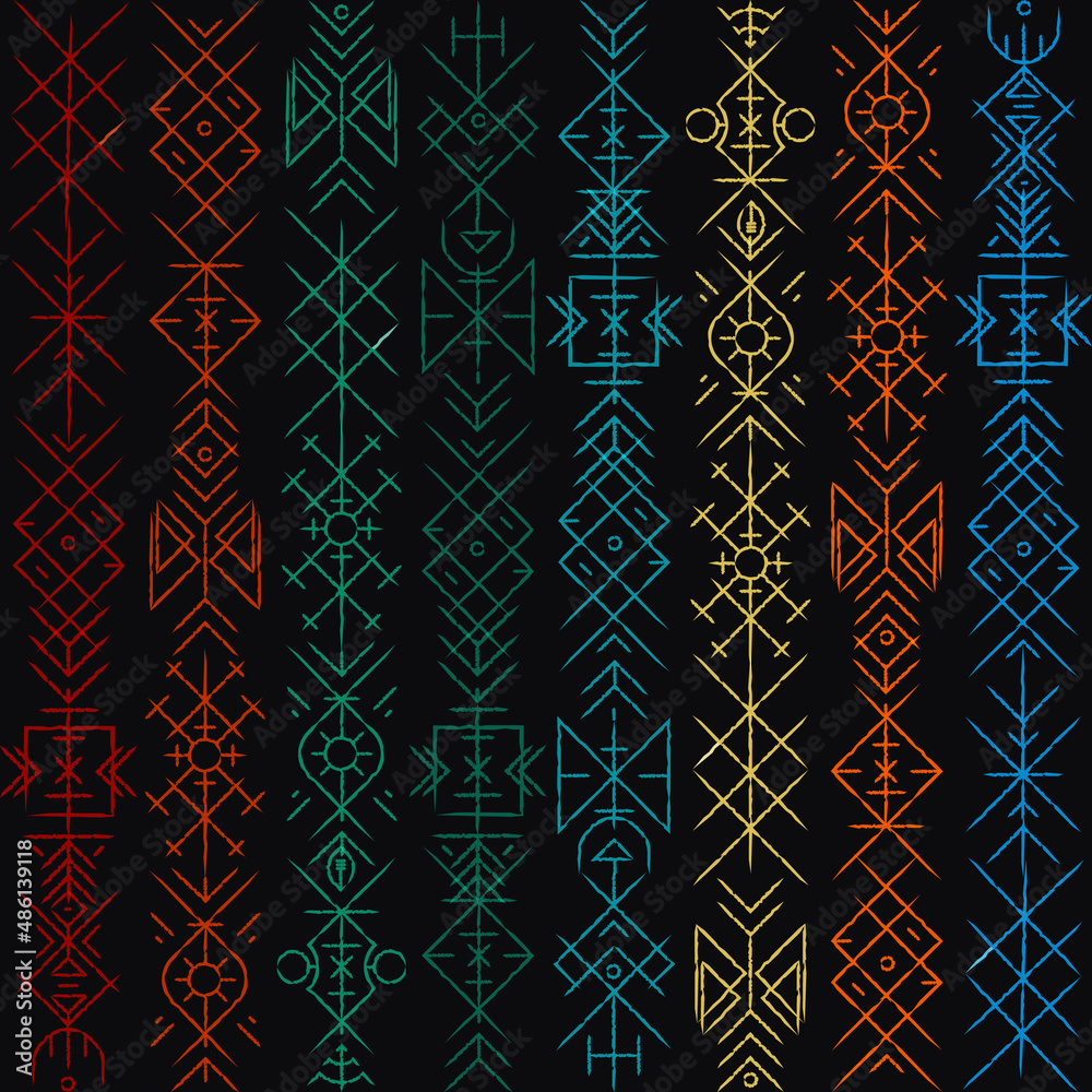 Viking sign seamless pattern. - obrazy, fototapety, plakaty 