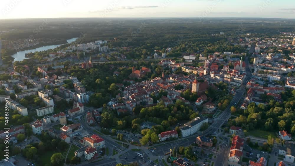 Summer aerial cityscape of Olsztyn (Poland) old town at sunset.
Summer aerial cityscape of Olsztyn (Poland) old town at sunset.