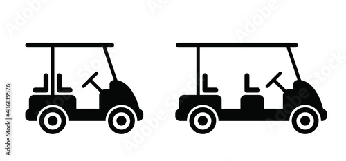Hobby golf cart or golf car icon. Cartoon vector silhouette logo or pictogram. Sport, vehicle transport. Outline, Car for golfers. Passenger transportation.
