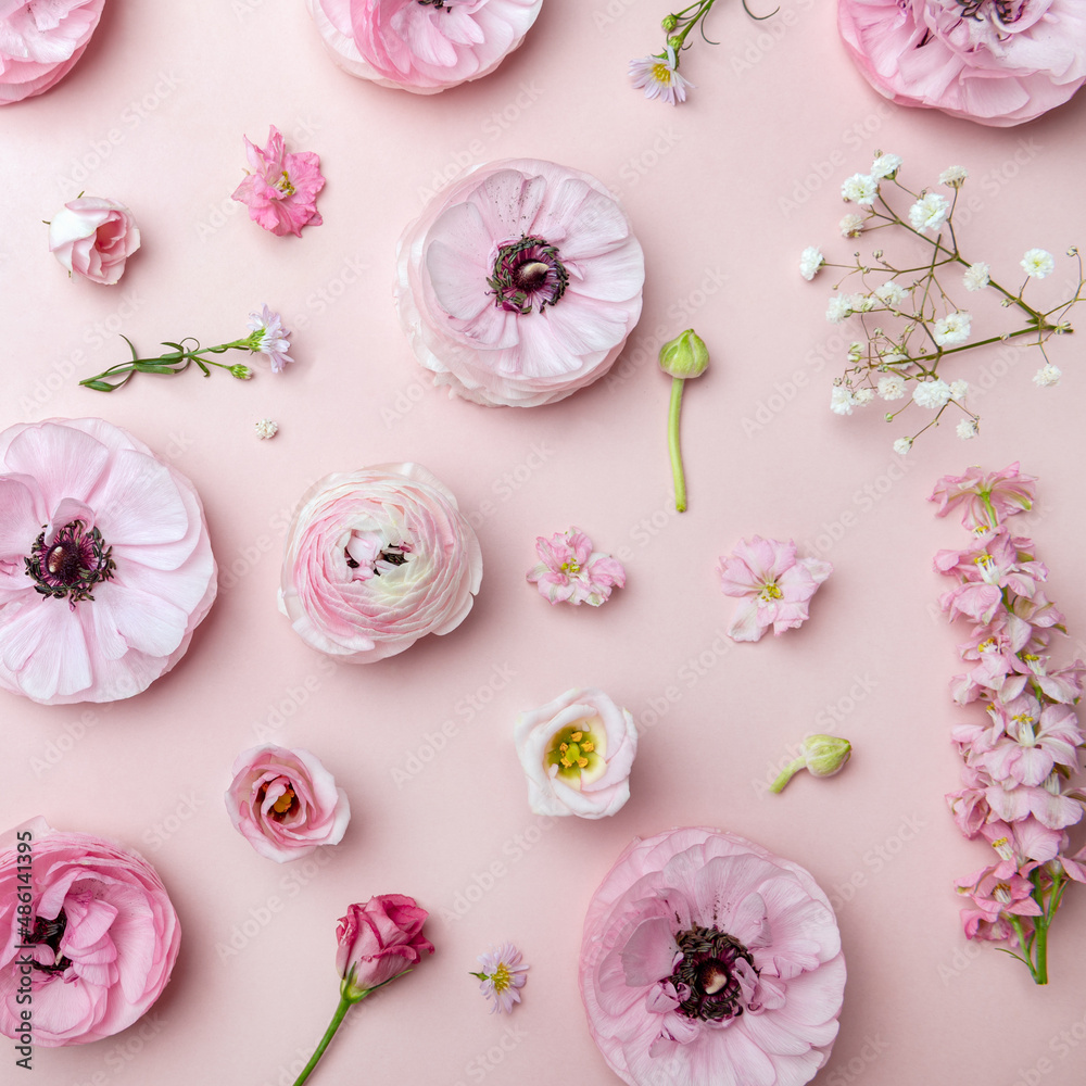 Floral arrangments of tender ranunculus flowers