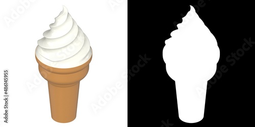3D rendering illustration of a stylized ice cream cone