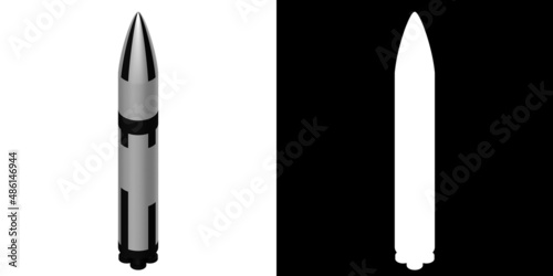 3D rendering illustration of a stylized polaris a3 missile photo