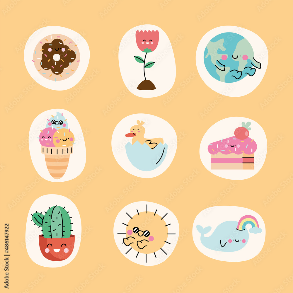 nine cute kawaii characters nine cute kawaii characters