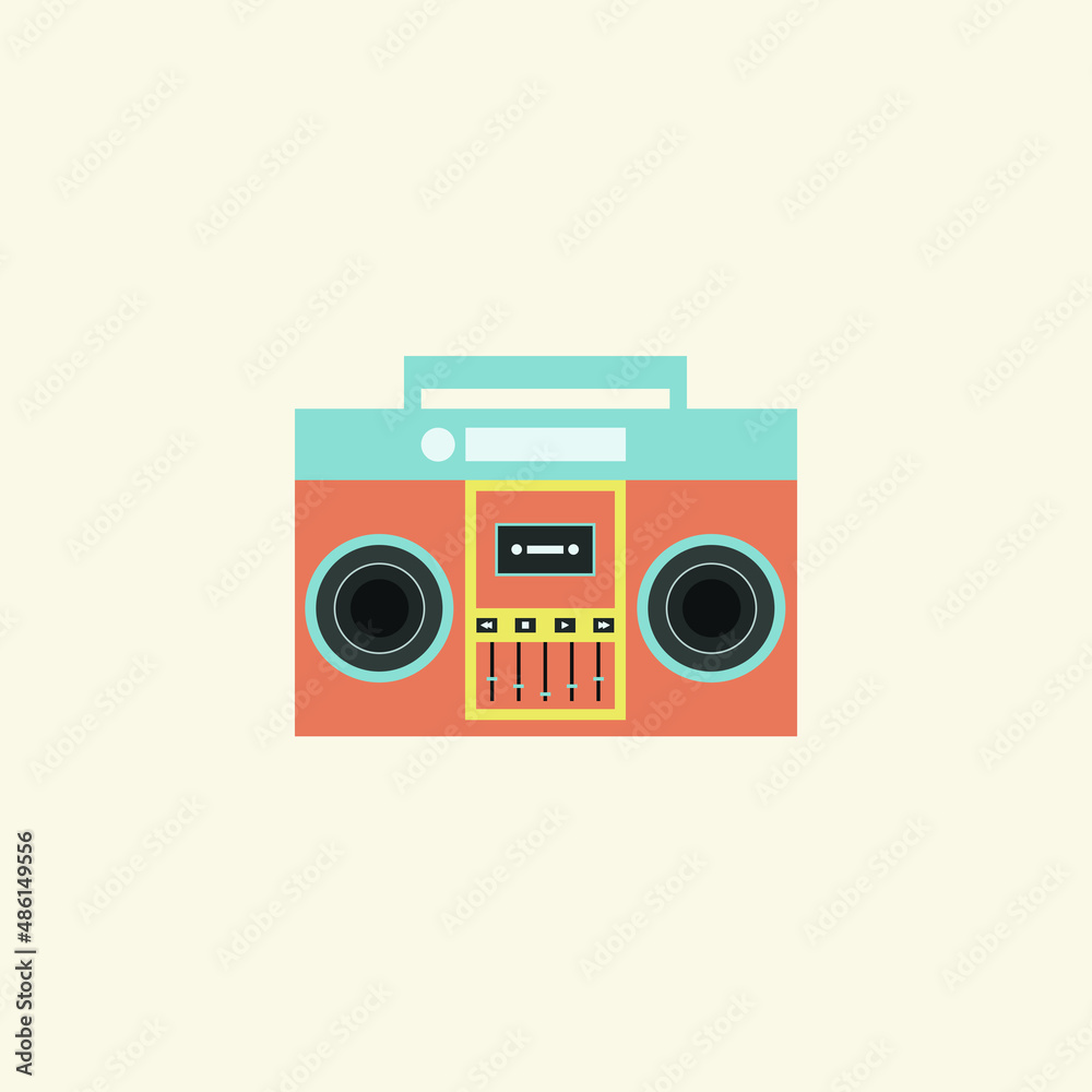 Fototapeta premium The boom box illustration from the 90s. 90s nostalgia. 90s aesthetic. Technology from the 90s. 