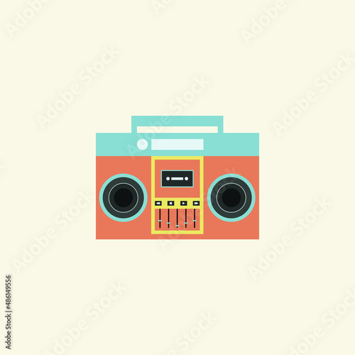 The boom box illustration from the 90s. 90s nostalgia. 90s aesthetic. Technology from the 90s. 
