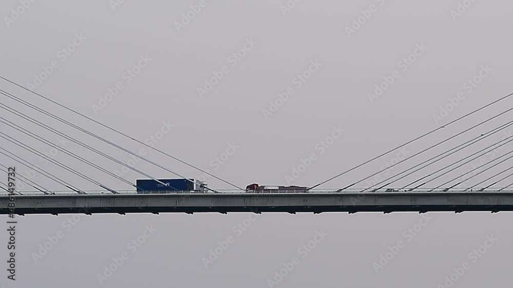 Cars on Vasco da Gama Bridge in Lisbon, Portugal Cars on Vasco da Gama Bridge in Lisbon, Portugal