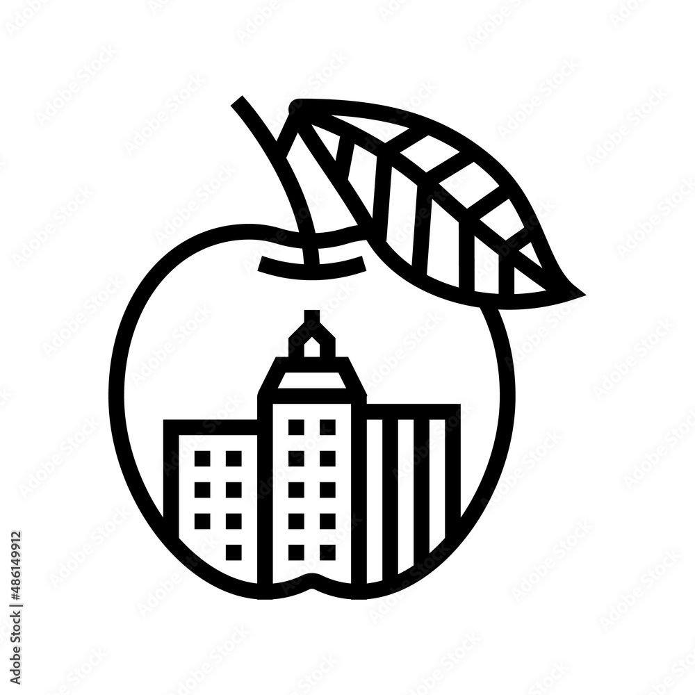 nyc big apple line icon vector. nyc big apple sign. isolated contour symbol  black illustration Stock ベクター | Adobe Stock