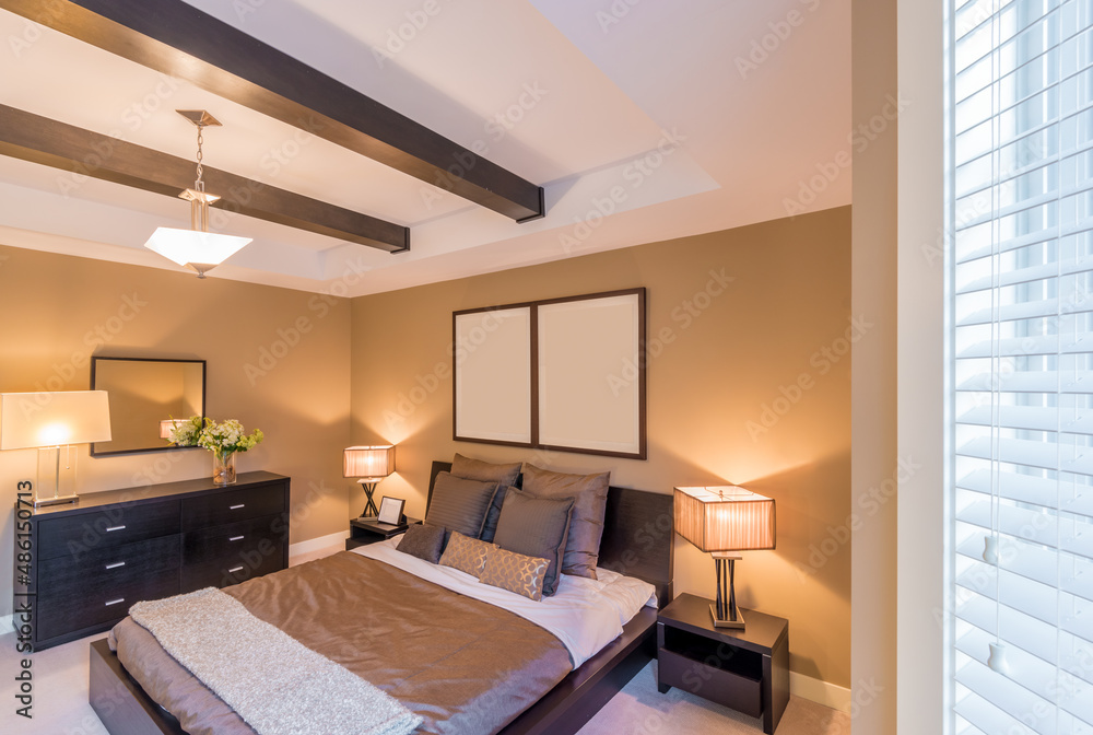 Fototapeta premium Beautiful and modern home and hotel bedroom interior design.